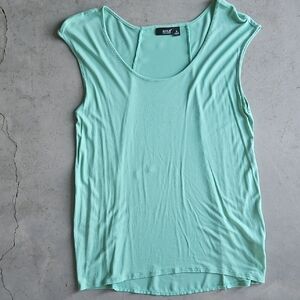 Mint Green Women's Top With Sheer Back Middle Strip
